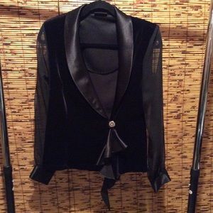 Women’s Black Velvet and Satin Blouse